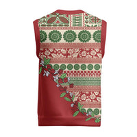 Fiji Marau na Kerisimasi Christmas Knitted V-Neck Vest Red Tagimoucia Tapa Masi Tribal - Polynesian Pride