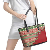 Fiji Marau na Kerisimasi Leather Tote Bag Red Tagimoucia Tapa Masi Tribal - Polynesian Pride