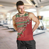 Fiji Marau na Kerisimasi Men Tank Top Red Tagimoucia Tapa Masi Tribal - Polynesian Pride