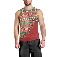 Fiji Marau na Kerisimasi Men Tank Top Red Tagimoucia Tapa Masi Tribal - Polynesian Pride