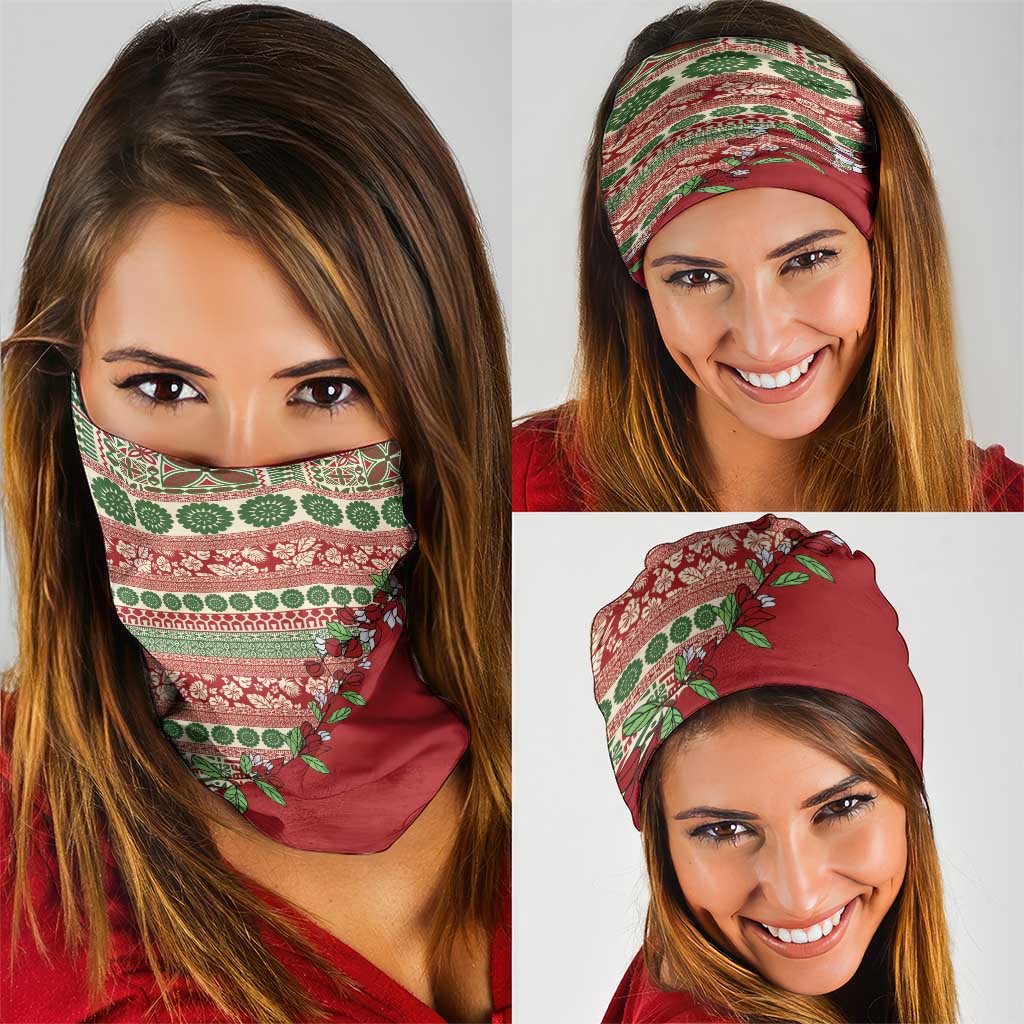 Fiji Marau na Kerisimasi Neck Gaiter Red Tagimoucia Tapa Masi Tribal - Polynesian Pride
