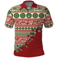 Fiji Marau na Kerisimasi Polo Shirt Red Tagimoucia Tapa Masi Tribal - Polynesian Pride