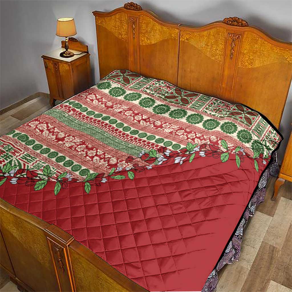 Fiji Marau na Kerisimasi Quilt Red Tagimoucia Tapa Masi Tribal - Polynesian Pride