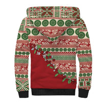 Fiji Marau na Kerisimasi Sherpa Hoodie Red Tagimoucia Tapa Masi Tribal - Polynesian Pride