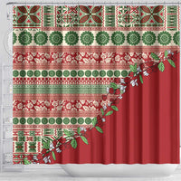 Fiji Marau na Kerisimasi Shower Curtain Red Tagimoucia Tapa Masi Tribal - Polynesian Pride