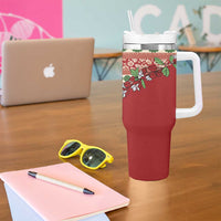 Fiji Marau na Kerisimasi Tumbler With Handle Red Tagimoucia Tapa Masi Tribal - Polynesian Pride