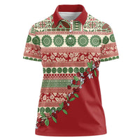 Fiji Marau na Kerisimasi Women Polo Shirt Red Tagimoucia Tapa Masi Tribal - Polynesian Pride