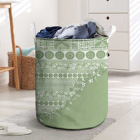 Fiji Marau na Kerisimasi Laundry Basket Sage Green Tagimoucia Tapa Masi Tribal - Polynesian Pride