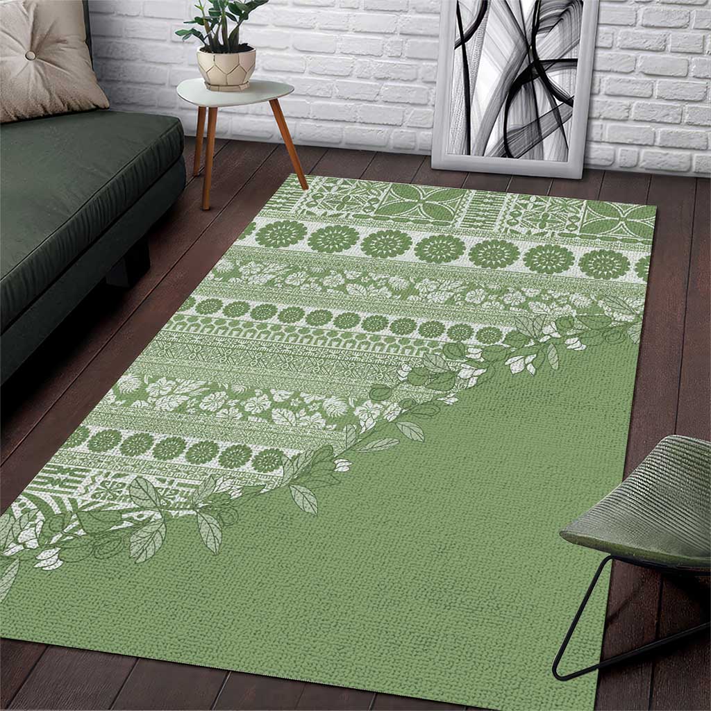 Fiji Marau na Kerisimasi Area Rug Sage Green Tagimoucia Tapa Masi Tribal - Polynesian Pride
