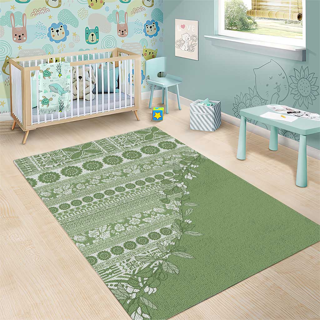 Fiji Marau na Kerisimasi Area Rug Sage Green Tagimoucia Tapa Masi Tribal - Polynesian Pride