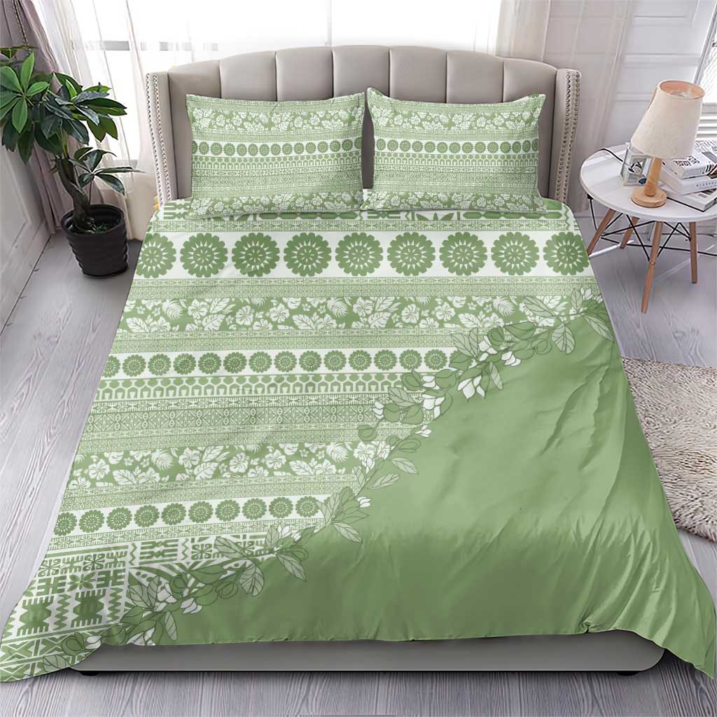 Fiji Marau na Kerisimasi Bedding Set Sage Green Tagimoucia Tapa Masi Tribal - Polynesian Pride