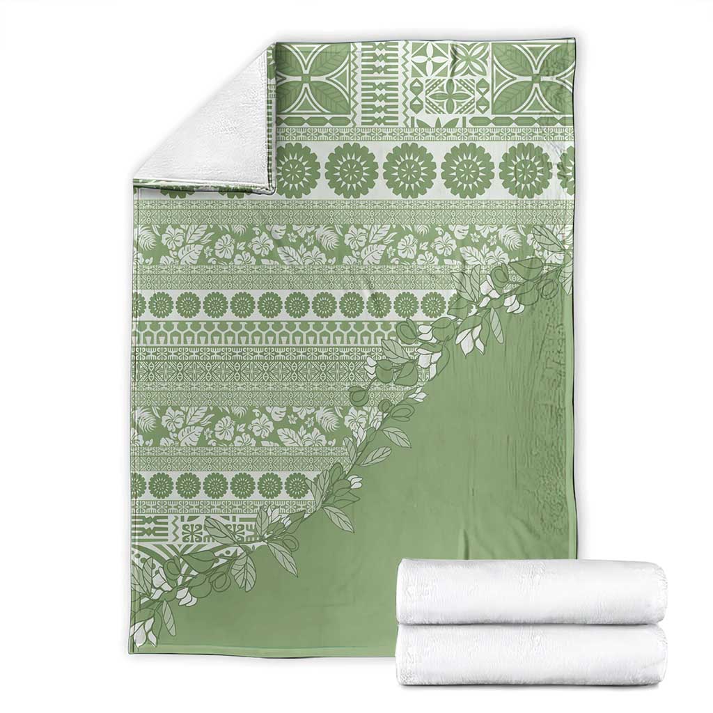 Fiji Marau na Kerisimasi Blanket Sage Green Tagimoucia Tapa Masi Tribal - Polynesian Pride