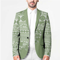 Fiji Marau na Kerisimasi Blazer Sage Green Tagimoucia Tapa Masi Tribal - Polynesian Pride