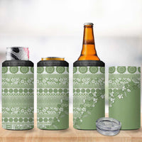 Fiji Marau na Kerisimasi 4 in 1 Can Cooler Tumbler Sage Green Tagimoucia Tapa Masi Tribal - Polynesian Pride
