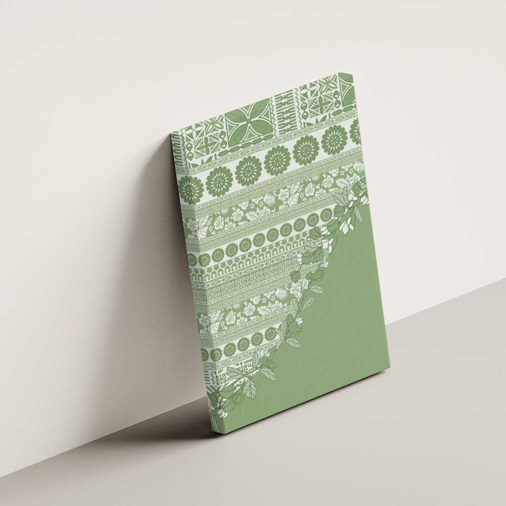 Fiji Marau na Kerisimasi Canvas Wall Art Sage Green Tagimoucia Tapa Masi Tribal - Polynesian Pride