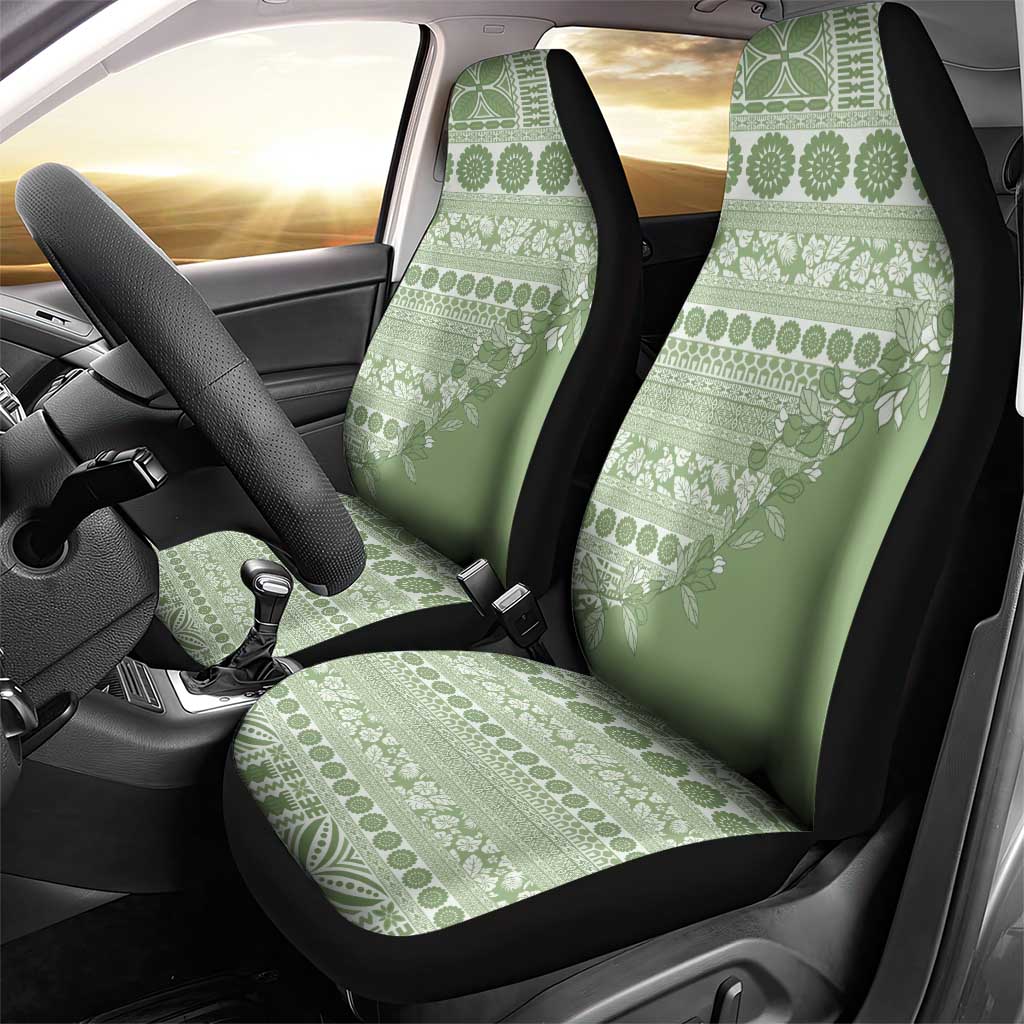 Fiji Marau na Kerisimasi Car Seat Cover Sage Green Tagimoucia Tapa Masi Tribal - Polynesian Pride