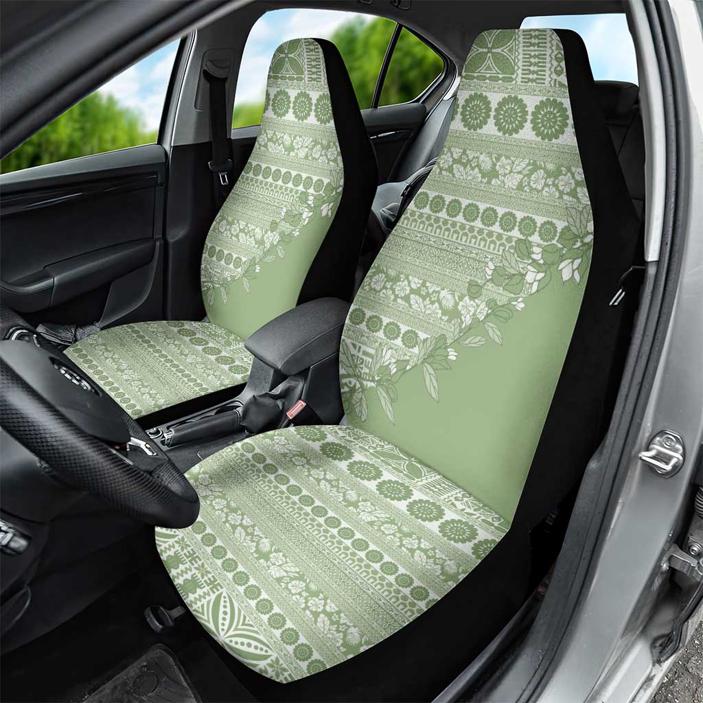Fiji Marau na Kerisimasi Car Seat Cover Sage Green Tagimoucia Tapa Masi Tribal - Polynesian Pride