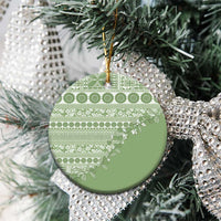 Fiji Marau na Kerisimasi Ceramic Ornament Sage Green Tagimoucia Tapa Masi Tribal - Polynesian Pride