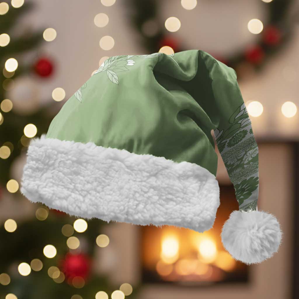 Fiji Marau na Kerisimasi Christmas Santa Hat Sage Green Tagimoucia Tapa Masi Tribal - Polynesian Pride