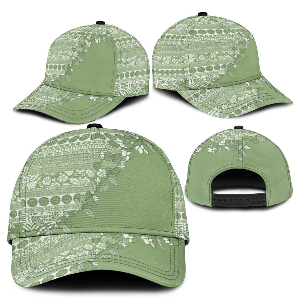 Fiji Marau na Kerisimasi Classic Cap Sage Green Tagimoucia Tapa Masi Tribal - Polynesian Pride