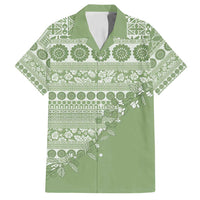 Fiji Marau na Kerisimasi Family Matching Puletasi and Hawaiian Shirt Sage Green Tagimoucia Tapa Masi Tribal - Polynesian Pride