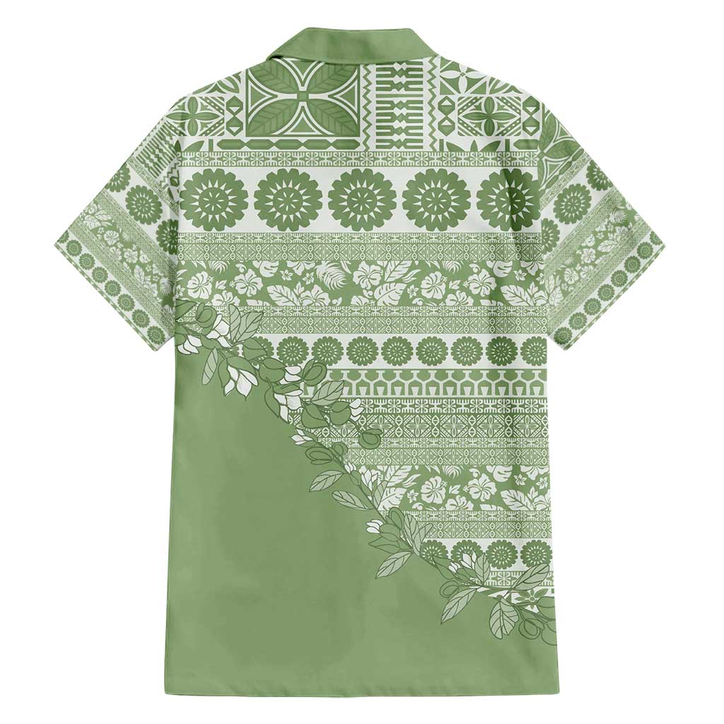 Fiji Marau na Kerisimasi Family Matching Puletasi and Hawaiian Shirt Sage Green Tagimoucia Tapa Masi Tribal - Polynesian Pride