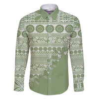 Fiji Marau na Kerisimasi Family Matching Puletasi and Hawaiian Shirt Sage Green Tagimoucia Tapa Masi Tribal - Polynesian Pride