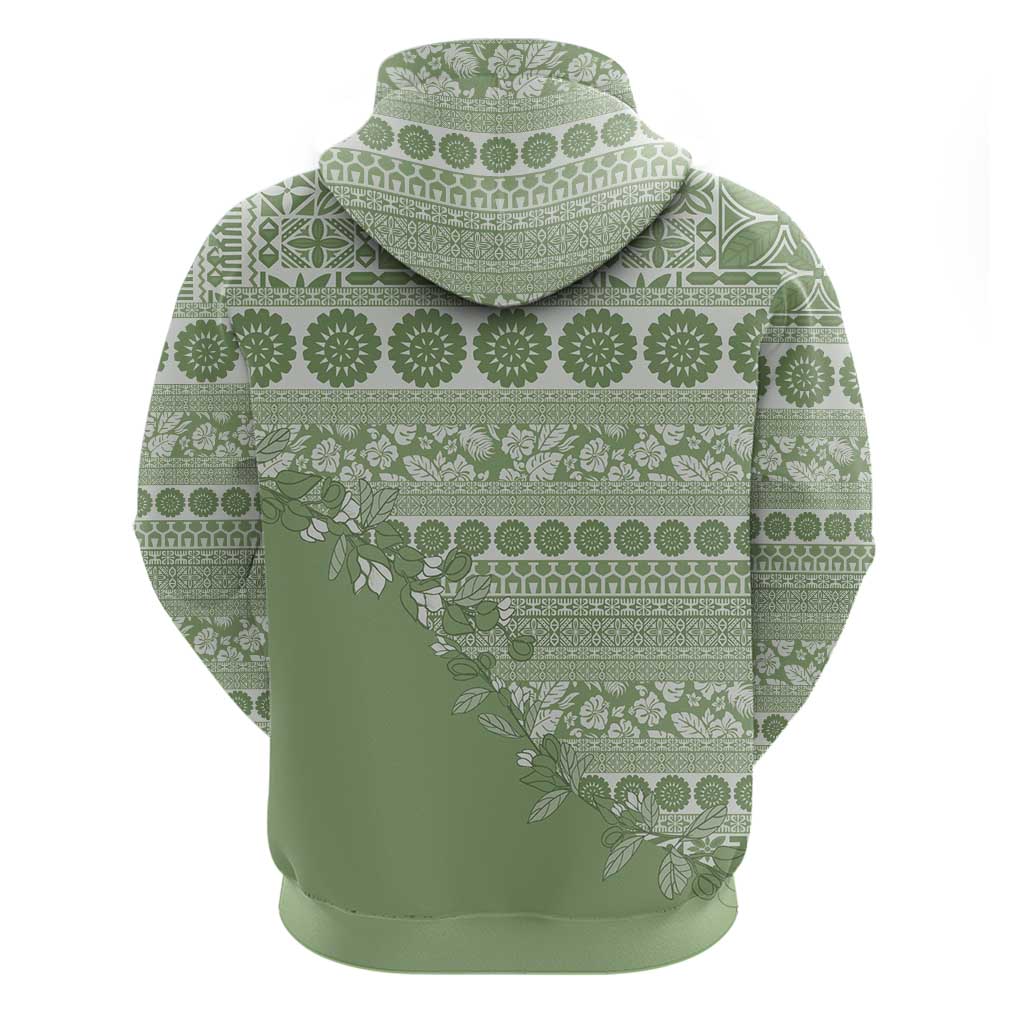 Fiji Marau na Kerisimasi Hoodie Sage Green Tagimoucia Tapa Masi Tribal - Polynesian Pride