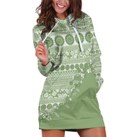Fiji Marau na Kerisimasi Hoodie Dress Sage Green Tagimoucia Tapa Masi Tribal - Polynesian Pride