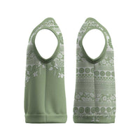 Fiji Marau na Kerisimasi Christmas Knitted V-Neck Vest Sage Green Tagimoucia Tapa Masi Tribal - Polynesian Pride