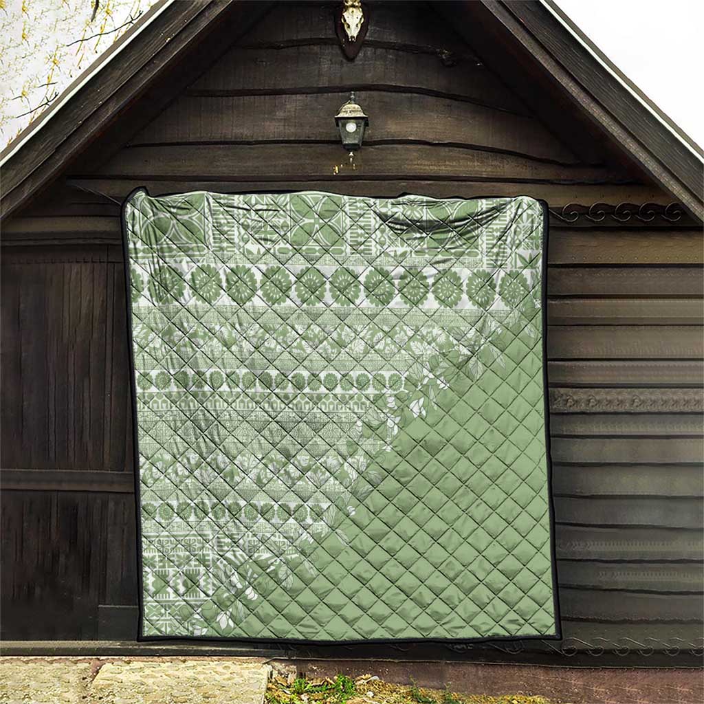 Fiji Marau na Kerisimasi Quilt Sage Green Tagimoucia Tapa Masi Tribal - Polynesian Pride