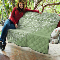 Fiji Marau na Kerisimasi Quilt Sage Green Tagimoucia Tapa Masi Tribal - Polynesian Pride