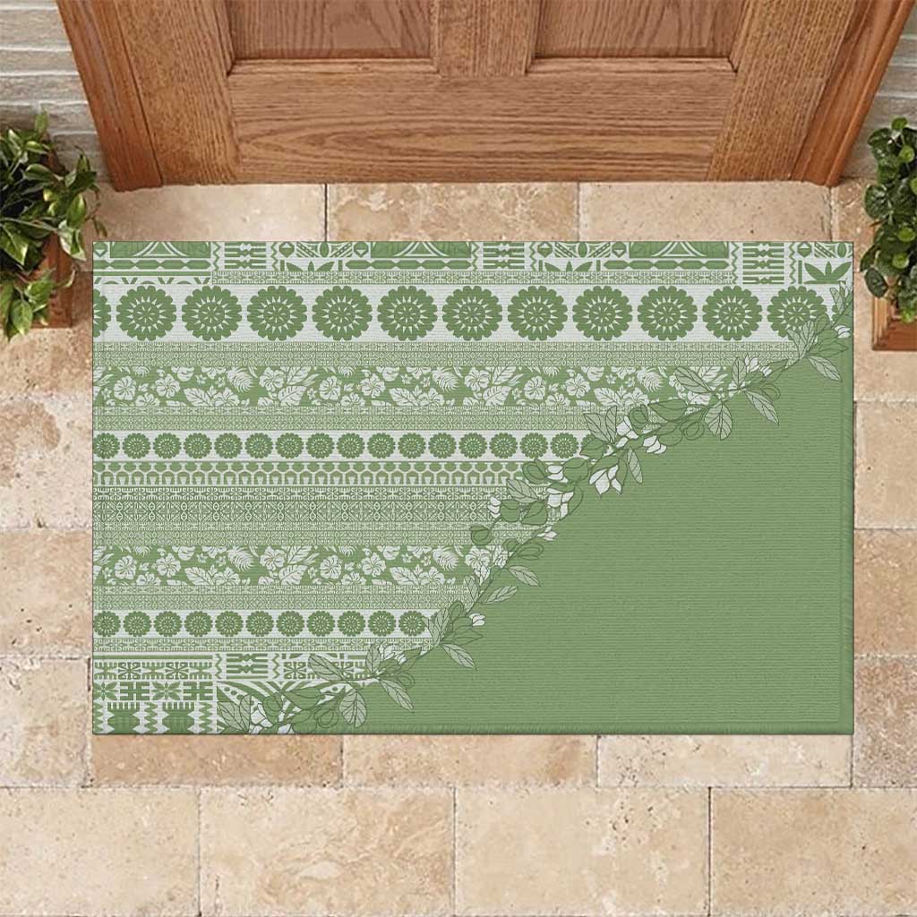 Fiji Marau na Kerisimasi Rubber Doormat Sage Green Tagimoucia Tapa Masi Tribal - Polynesian Pride