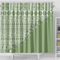 Fiji Marau na Kerisimasi Shower Curtain Sage Green Tagimoucia Tapa Masi Tribal - Polynesian Pride