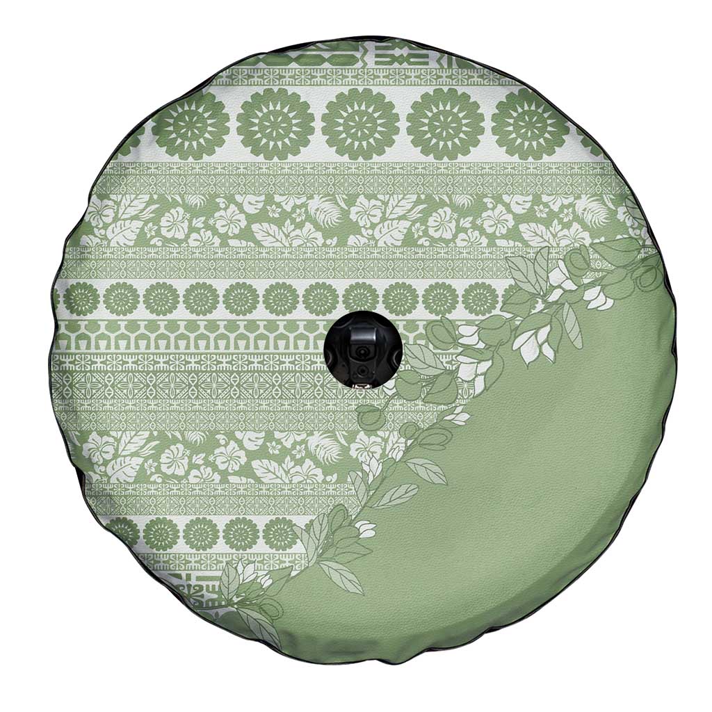 Fiji Marau na Kerisimasi Spare Tire Cover Sage Green Tagimoucia Tapa Masi Tribal - Polynesian Pride