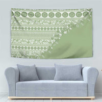Fiji Marau na Kerisimasi Tapestry Sage Green Tagimoucia Tapa Masi Tribal - Polynesian Pride