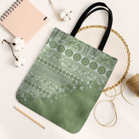Fiji Marau na Kerisimasi Tote Bag Sage Green Tagimoucia Tapa Masi Tribal - Polynesian Pride