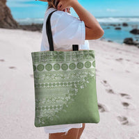 Fiji Marau na Kerisimasi Tote Bag Sage Green Tagimoucia Tapa Masi Tribal - Polynesian Pride