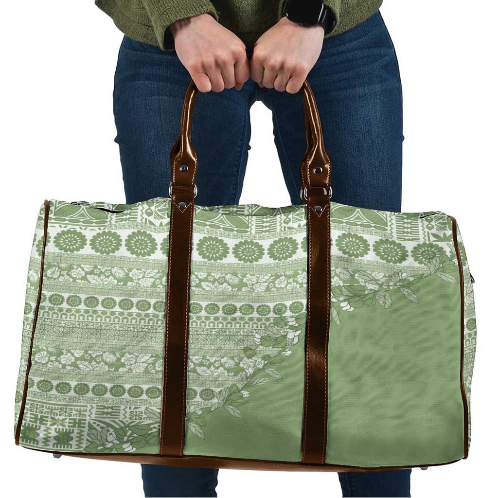 Fiji Marau na Kerisimasi Travel Bag Sage Green Tagimoucia Tapa Masi Tribal - Polynesian Pride