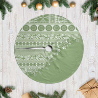 Fiji Marau na Kerisimasi Tree Skirt Sage Green Tagimoucia Tapa Masi Tribal - Polynesian Pride