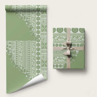 Fiji Marau na Kerisimasi Wrapping Paper Sage Green Tagimoucia Tapa Masi Tribal - Polynesian Pride