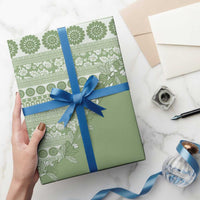 Fiji Marau na Kerisimasi Wrapping Paper Sage Green Tagimoucia Tapa Masi Tribal - Polynesian Pride