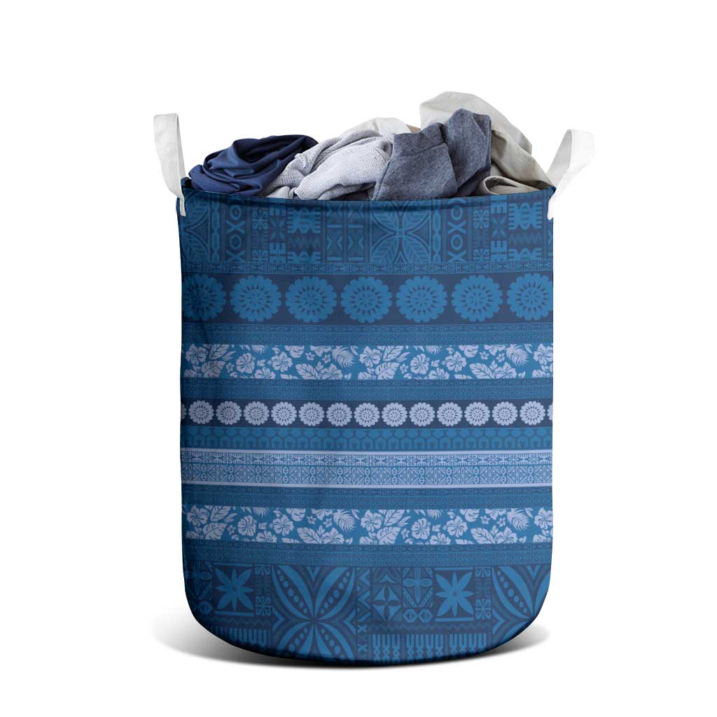 Fiji Marau na Kerisimasi Laundry Basket Blue Tapa Masi Inspired Christmas - Polynesian Pride