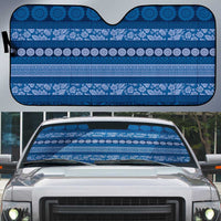 Fiji Marau na Kerisimasi Auto Sun Shade Blue Tapa Masi Inspired Christmas - Polynesian Pride