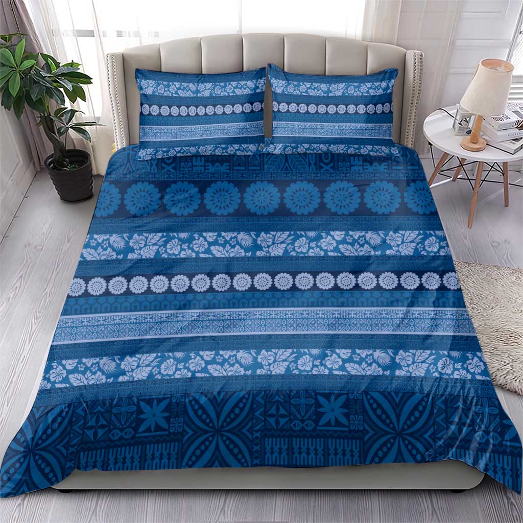 Fiji Marau na Kerisimasi Bedding Set Blue Tapa Masi Inspired Christmas - Polynesian Pride