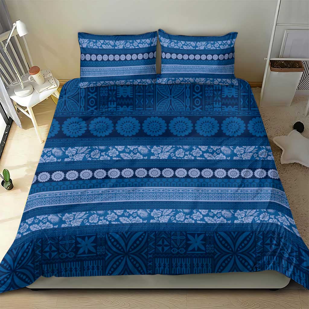 Fiji Marau na Kerisimasi Bedding Set Blue Tapa Masi Inspired Christmas - Polynesian Pride