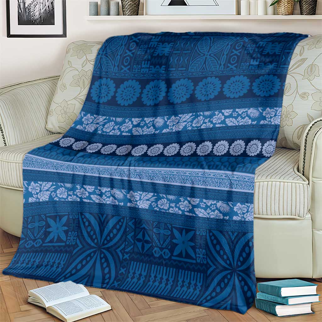 Fiji Marau na Kerisimasi Blanket Blue Tapa Masi Inspired Christmas - Polynesian Pride