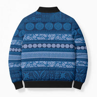 Fiji Marau na Kerisimasi Bomber Puffer Jacket Blue Tapa Masi Inspired Christmas - Polynesian Pride