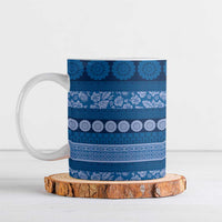 Fiji Marau na Kerisimasi Ceramic Mug Blue Tapa Masi Inspired Christmas - Polynesian Pride