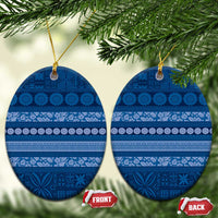 Fiji Marau na Kerisimasi Ceramic Ornament Blue Tapa Masi Inspired Christmas - Polynesian Pride